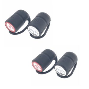 2x Fietslampjes set waterdicht voor / achterlicht 3 LEDs