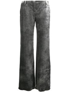 Alberta Ferretti pantalon en velours froissé à taille basse - Argent