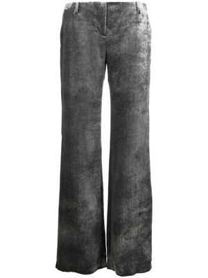 Alberta Ferretti pantalon en velours froissé à taille basse - Argent