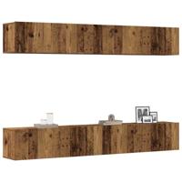 4-delige wand-tv-meubelset van oud hout, 100x30x30 cm