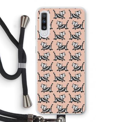 Zwarte poes: Samsung Galaxy A70 Transparant Hoesje met koord