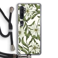Wit bloemenpatroon: Xiaomi Mi Note 10 Transparant Hoesje met koord