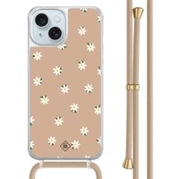 iPhone 15 hoesje met beige koord - Sweet daisies - thumbnail
