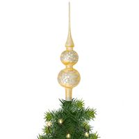 Kerst piek van glas goud ijslak H30 cm