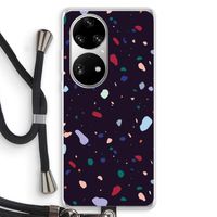 Dark Rounded Terrazzo: Huawei P50 Pro Transparant Hoesje met koord