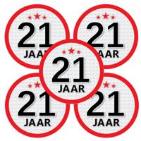 21 jaar leeftijd sticker - 5x - rond - Dia 15 cm - 21 jaar verjaardag - jubileum - leeftijd versieri