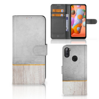 Samsung Galaxy M11 | A11 Book Style Case Wood Concrete - thumbnail