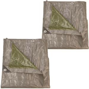 Afdekzeil/dekzeil grijs/groen waterdicht kunststof 140 gr/m2 - 2x - 600 x 400 cm