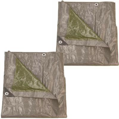 Afdekzeil/dekzeil grijs/groen waterdicht kunststof 140 gr/m2 - 2x - 600 x 400 cm
