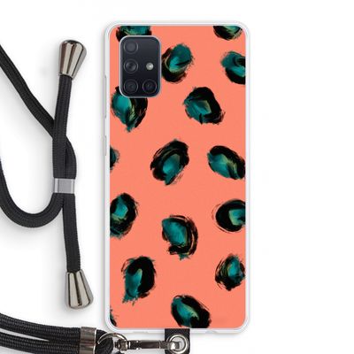 Pink Cheetah: Samsung Galaxy A71 Transparant Hoesje met koord