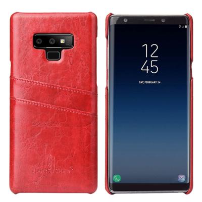 Fierre Shann retro olie Wax textuur PU lederen draagtas voor Galaxy Note9 met kaartsleuven (rood)