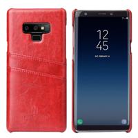 Fierre Shann retro olie Wax textuur PU lederen draagtas voor Galaxy Note9 met kaartsleuven (rood)