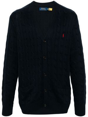 Polo Ralph Lauren cardigan en maille torsadée à logo brodé - Bleu