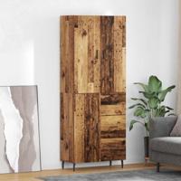 Hoge kast met lade 2 pcs Oud Hout Geengineerd Hout en Glas