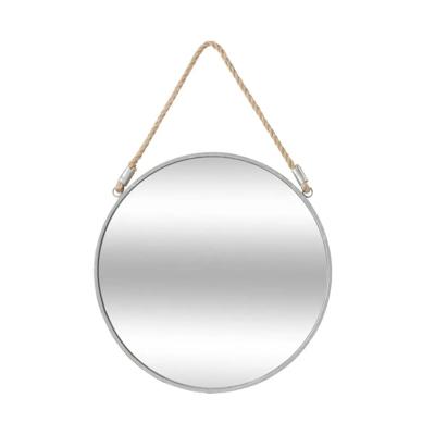 Atmosphera Spiegel met touw - rond - D38 cm - metaal - zilver - wandspiegel