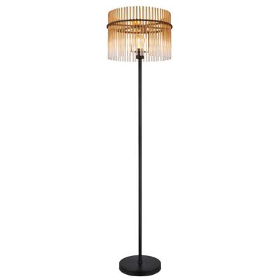 Globo Zwarte vloerlampGorley met amberglas Ø 38cm - 15698SA