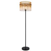 Globo Zwarte vloerlampGorley met amberglas Ø 38cm - 15698SA