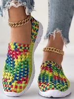 Breathable Colorblock Braided Slip-on Sneakers