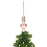 Decoris Kerst piek - 1x - lichtroze - 26 cm - glas - glans - kerstboompiek