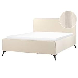 Beliani - VALOGNES - Tweepersoonsbed - Beige - 160 x 200 cm - Corduroy