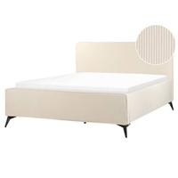 Beliani - VALOGNES - Tweepersoonsbed - Beige - 160 x 200 cm - Corduroy