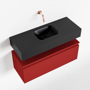 Toiletmeubel Mondiaz Andor | 80 cm | Meubelkleur Fire | Lex vrijhangend wastafel Urban Midden | Zonder kraangat