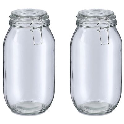 Weckpot/inmaakpot Alfie - 2x - 2L - glas - beugelsluiting - D13 x H26 cm
