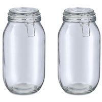 Weckpot/inmaakpot Alfie - 2x - 2L - glas - beugelsluiting - D13 x H26 cm
