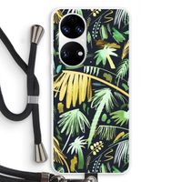 Tropical Palms Dark: Huawei P50 Transparant Hoesje met koord Tropical Palms Dark: Huawei P50 Transparant Hoesje met koord