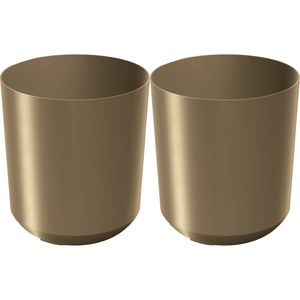 Prosperplast Plantenpot/bloempot Babylon - 2x - kunststof - buiten/binnen - goud - D29 x H29 cm - Plantenpotten